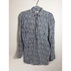 Mondi Vintage Black White Striped Sheer Button Up Shirt Top Made in Germany